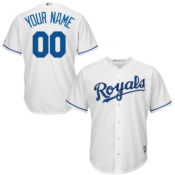 Youth Kansas City Royals Majestic White Home Custom Cool Base MLB Jersey->customized mlb jersey->Custom Jersey